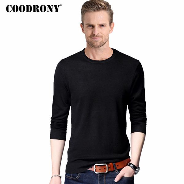 

coodrony classic casual long sleeve o-neck sweaters spring autumn pullover men woolen sweater men knitted cotton pull homme 8109, White;black