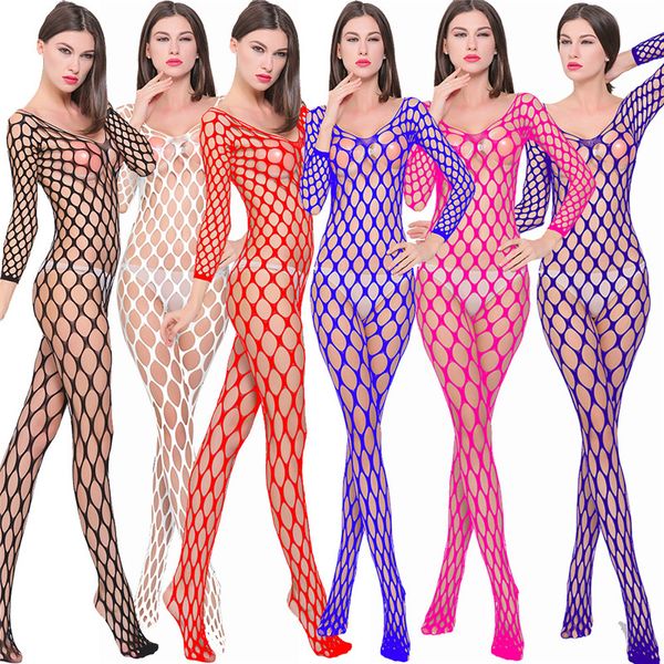 Plus Size Erótico Lingerie Sexy Malha Meia Open Crotch Sheer Body Meias Sexy Fishnet Tights para Mulheres Nylon Hosiery