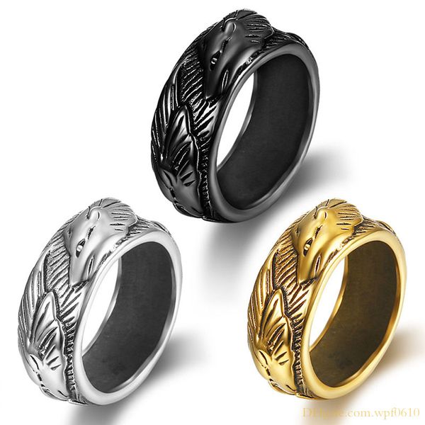 

hip hop punk movie style the ice wolf design three colors stainless steel finger rings jewelry, Silver