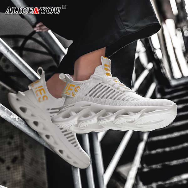 

men sneakers casual shoes outdoor running walking shoes breathable light comfortable hollow bottom training chunky footwear, Black