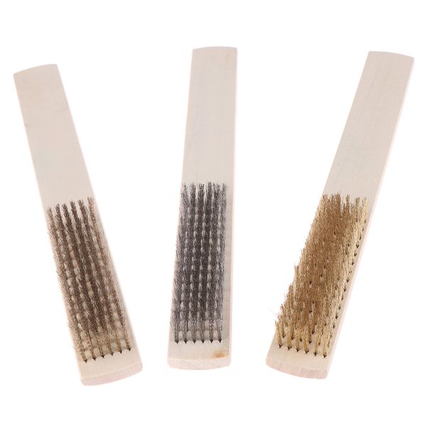 

1pc stainless steel copper wire brass briste wood handle wire brush lenght 205mm 3 styles