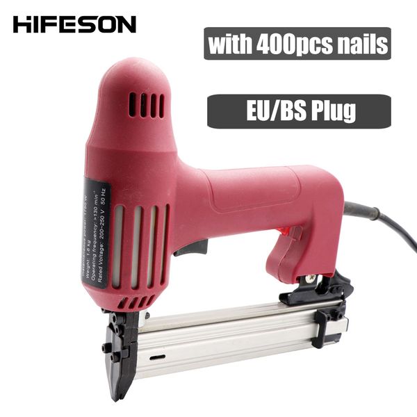 

220v electric staples nail guns with 400pcs nails nailer stapler furniture staple frame carpentry wood working tools