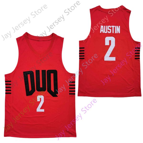 2022 NCAA DUQUESNE EO Austin Basketball Jersey College Red Size Men Youth Adult All ED