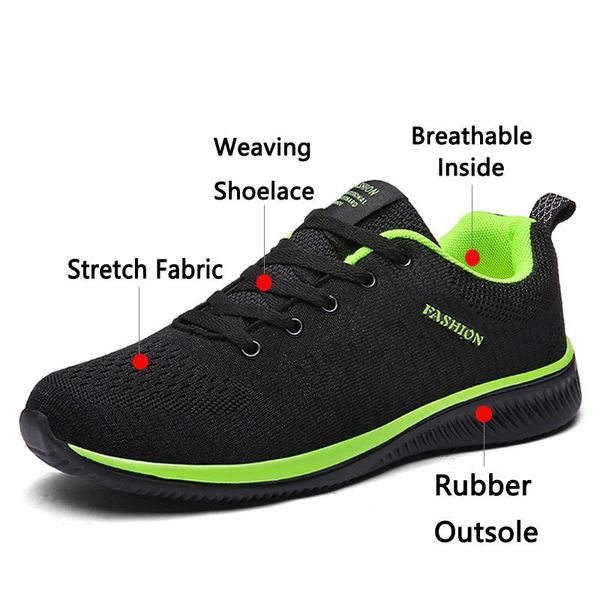 

с коробкой junjarm новая сетка мужчины повседневная обувь на шнуровке мужская обувь легкая удобная дышащая walking кроссовки тенис feminino, Black