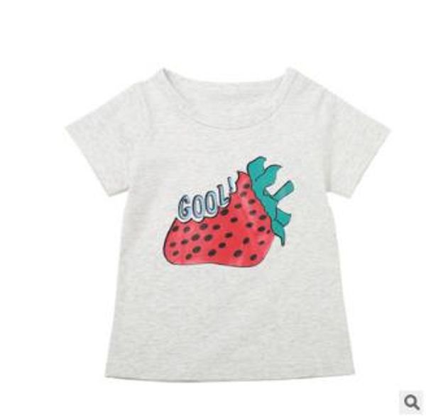 

детская футболка с коротким рукавом дизайнерский топ с принтом клубники для девочек с принтом из хлопка футболка из мультфильма корейская де, Blue