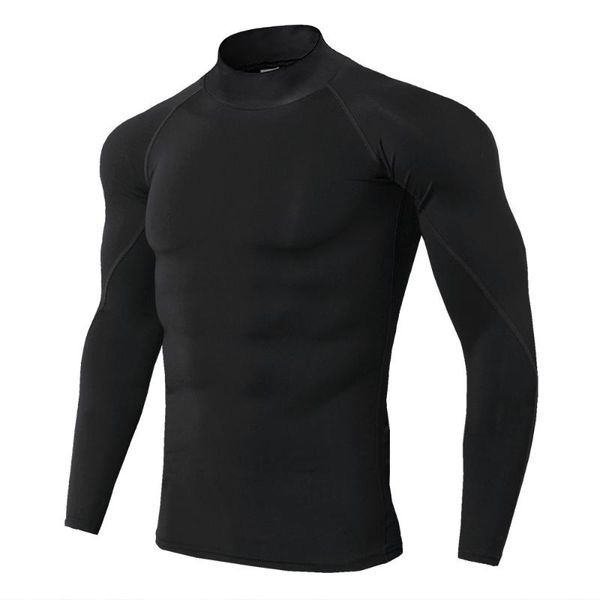 

новый quick dry running shirt men бодибилдинг спорт футболка с длинным рукавом compression top gym тенниска мужчины фитнес tight rashgard, Black;blue