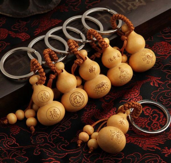 

50pcs wooden peace all year round printing calabash keychain and bag parts, Black
