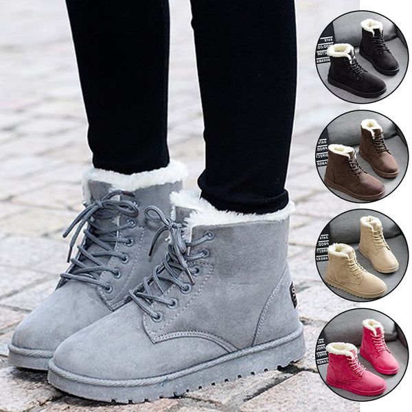 

baellerry women winter snow boots comfy low-heel plush shoes suede ankle boots for woman waterproof warm casual shoes female, Black