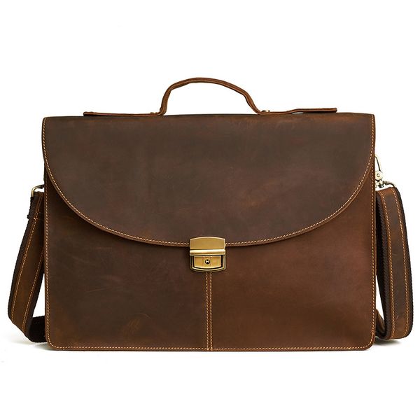 

vintage crazy horse leather men's briefcase lapbag business bag genuine leather briefcase men shoulder crossbody