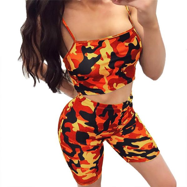 

print camo sweat suits two piece set women summer beach outfits crop and shorts matching sets camouflage casual tracksuit famous, Gray