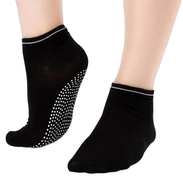 

sports socks women non-slip yoga cotton for fitness pilates dance workout, Black