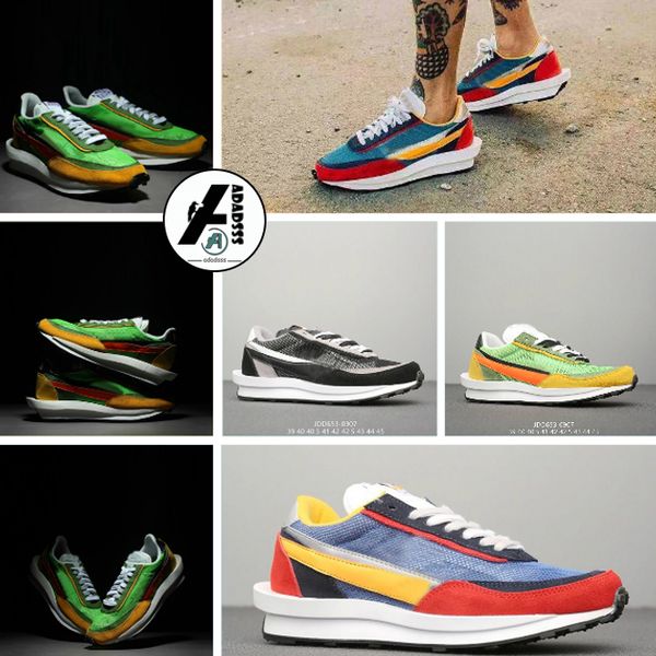 

sacai waffle daybreak runner trainers black/white/blue/red retro sneakers men and women sport running shoes tennis