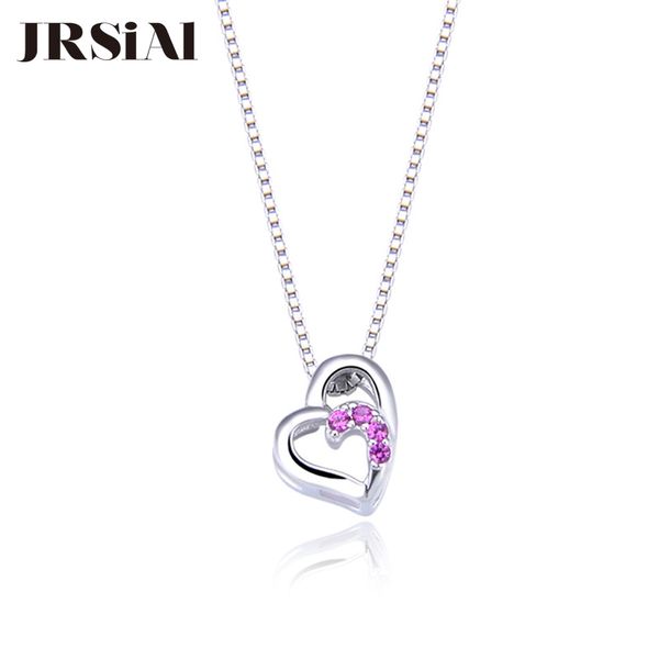 

jrsial fashion sweet heart necklace accessories s925 sterling silver diamond zircon creative love pendant female