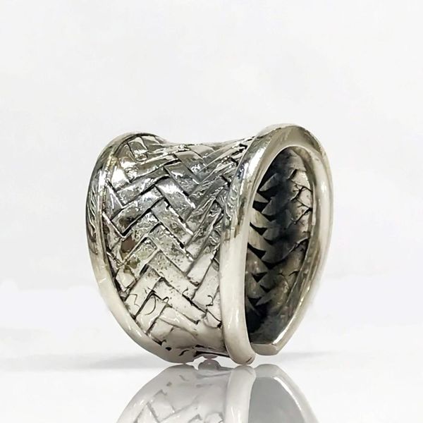 

cleopatra basket mesh authentic hand production silver ring, Golden;silver