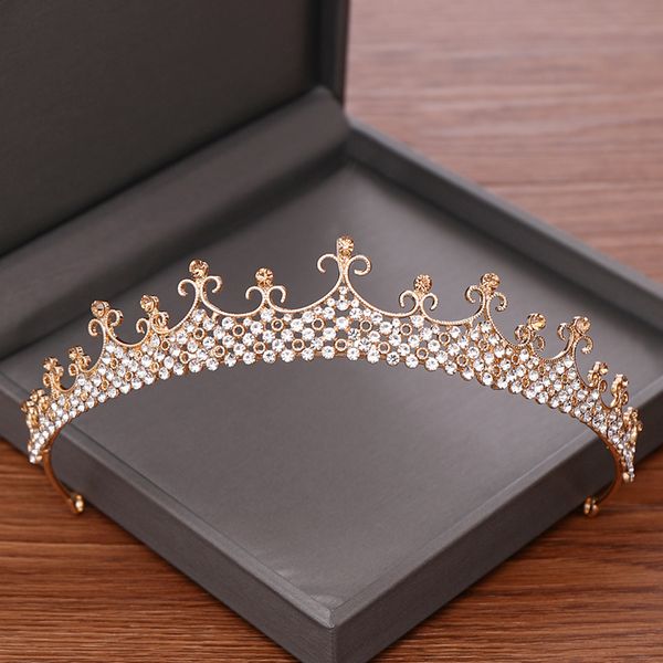 

princess crown diadem wedding hair accessories rhinestone bride crown tiara headband hair ornament wedding bridal headpiece, Golden;white