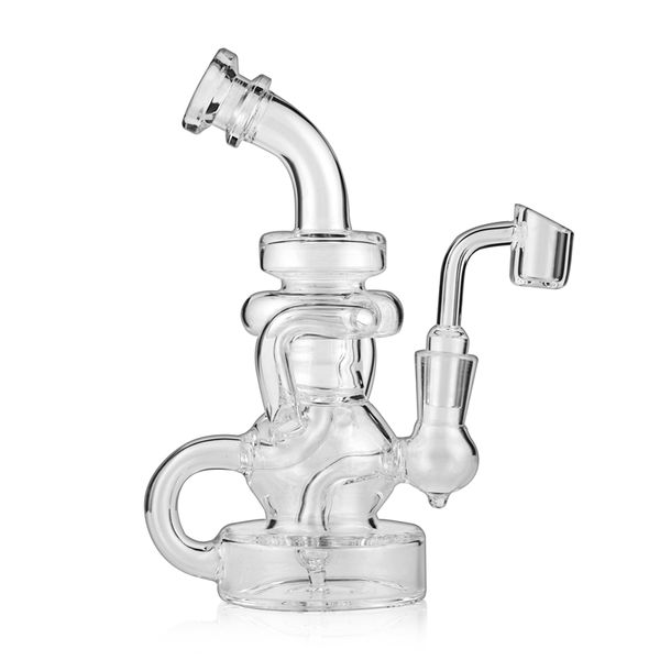 

7.3inch Recycler Стеклянная бонговая водопроводная труба Мини Dab Буровые установки Bubbler Cyclone Переработка бонгов Перколятор Нефтяная вышка с 4-миллиметровым кварцевым гвоздем Banger