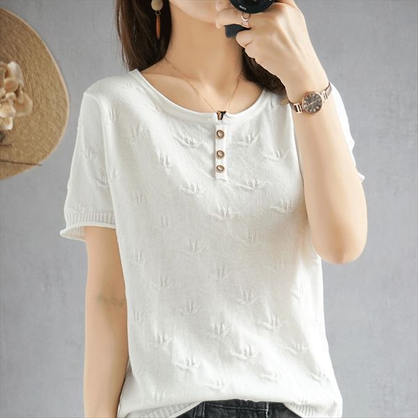 

summer thin bamboo cotton short sleeve v-neck t- women's shirt cotton half sleeve shirt loose, White