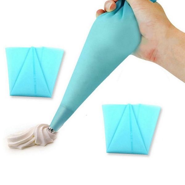 

2pcs diy cake decorating tools blue silicone crepe bag cream pastry bag 3 sizes reusable batter dispenser