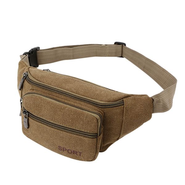 

maioumy canvas solid color casual sports pockets shoulder bag waist packs feminina strap hiphop masculina women 19dec3