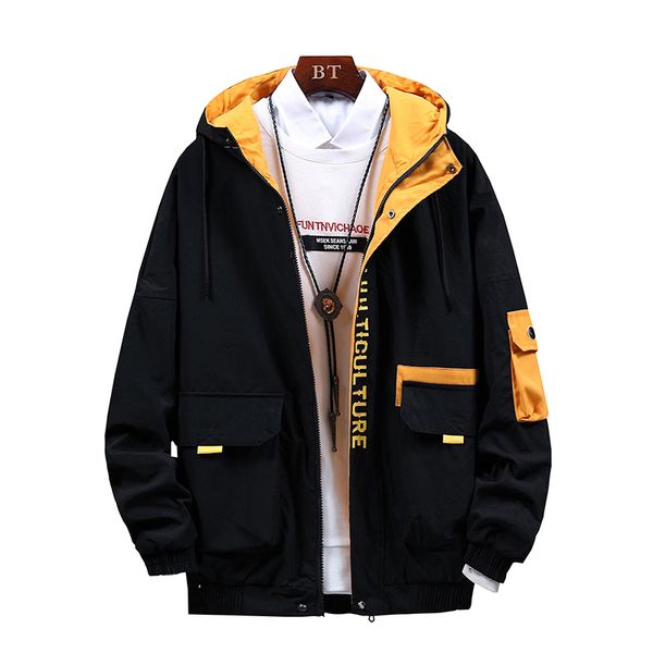 

мужская куртка весна современная осень зима плюс бархат работы куртка хань шуай одежда на открытом воздухе мода желтый печать хлопок gg50jk, Black;brown