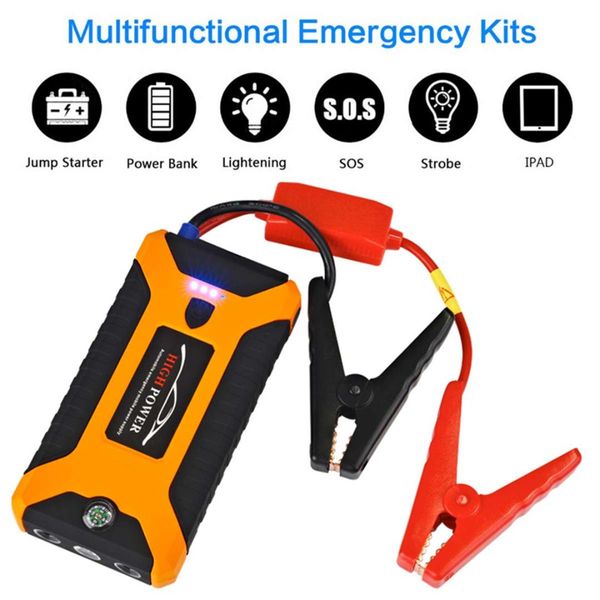 

12v 600a 4 usb high capacity car jump starter led light mutifuction portable car battery charger power bank