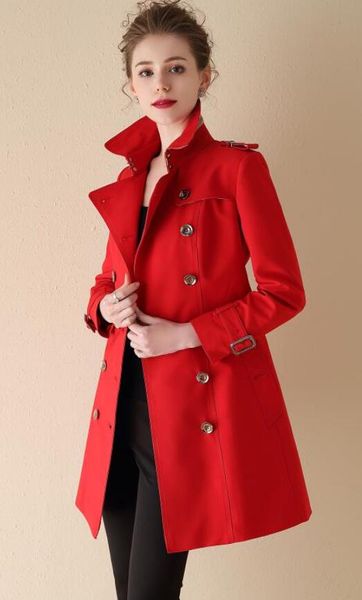 

New cla ic women fa hion brand double brea ted middle long trench coat belted lim fit trench for women ize xxl b6896f350