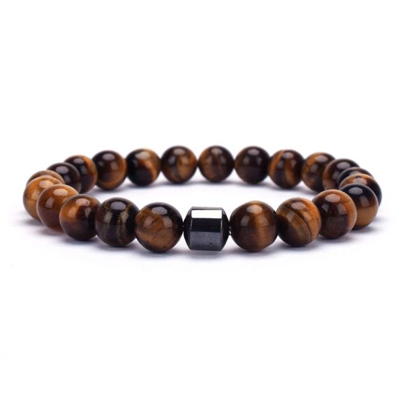 

trendy style colorful chakra stone beaded women bracelet 8mm charm men ethnic stretch round bracelets fashion jewelry 2019, Black