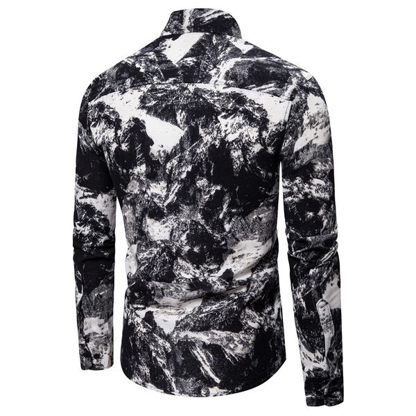 

2020 new fashion casual men shirt long sleeve europe style slim fit shirt men cotton floral shirts mens clothes, White;black