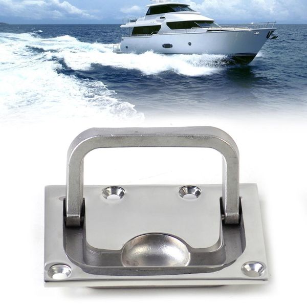 

dwcx car 316 stainless steel boat marine flush hatch locker cabinet lift pull handle boat hatch handle 7.5 x 5.5 cm flush mount