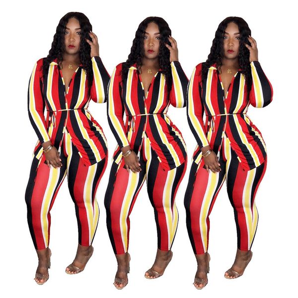 

женские наборы весна и осень женская из двух частей мода дикие полосатые лацканы рубашка брюки прямые брюки две части наборы nb-1312, Gray