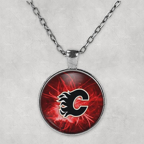 

calgary flames p necklace pendant mother's day birthday gift custom jewellery cute travel bag for her gift, Silver
