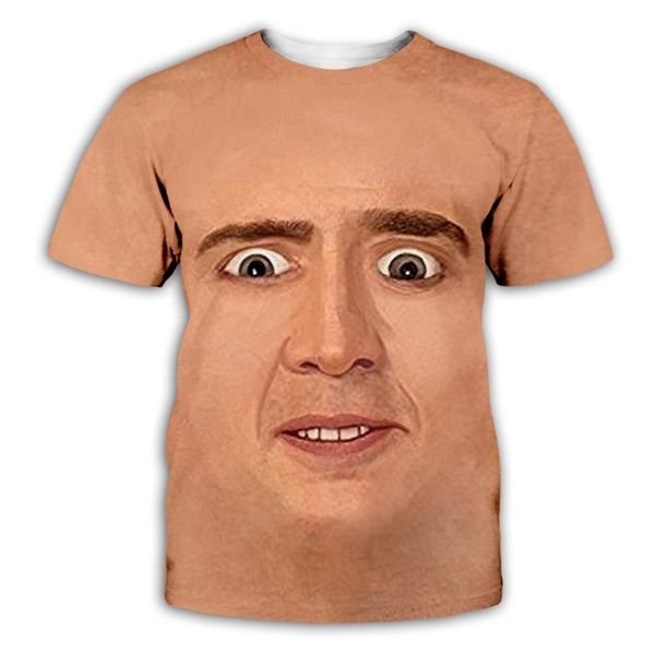 

2020 fashion men s luxury mens designer t shirts t shirt tshirt nicholas cage face 3d printed short sleeve t-shirt mens clothes clothing, White;black
