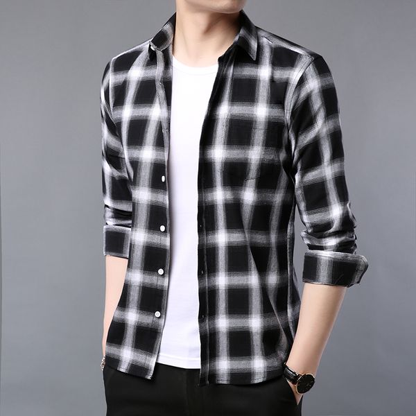 

men long sleeve shirt slim fit 2019 spring new business style casual male shirts c014, White;black