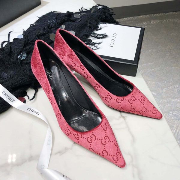 

high-end luxurydesigner women's fashion high heels party wedding shoes pointed shoes heel 5.5cm 7.5cm triple vintage pattern jjjjjjj, Black