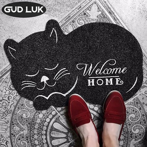 

cat shape door mat 38*58cm anti-slip floormat kitchen carpet toilet tapete water absorption rug non-slip porch mat cc-002