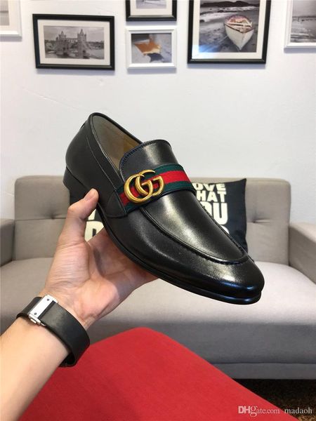 

18ss 2020 leather shoes men formal wedding shoe oxford shoes for men loafers pointed toe business dress shoes zapatos hombre casual yyyy1, Black