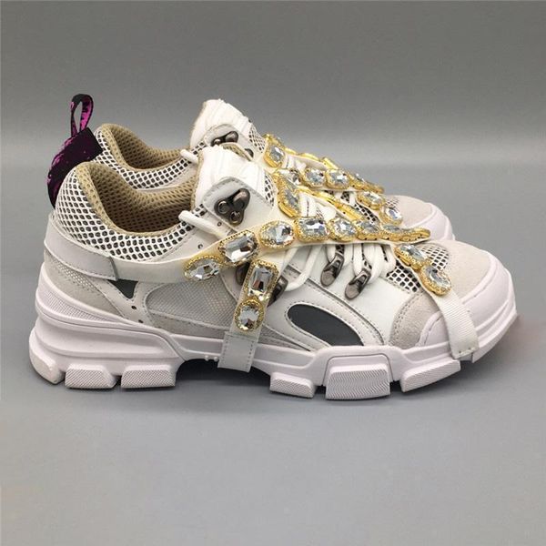 

2019 authentic flashtrek sneaker with removable crystals casual shoes men women mountain climbing lace -up hiking boots sneakers 7 -13, Black