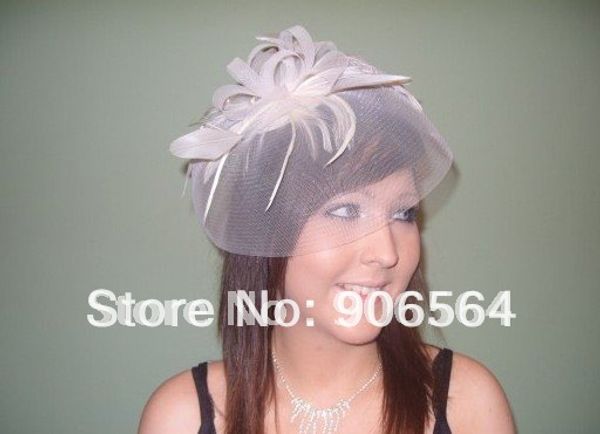 

white color mini hat fashion feather hair accessories fascinator fancy dress headwear ladies nice cocktail hat ing, Blue;gray