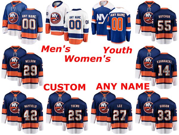 

new york islanders jerseys johnny boychuk jersey brock nelson tom kuhnhackl anders lee blue white hockey jerseys custom stitched, Black;red