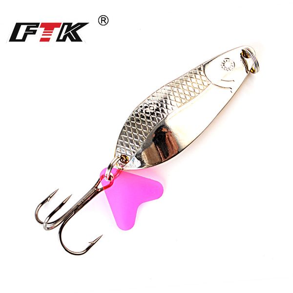 

ftk 1pc metal fishing spinner 18g/28g/30g pike lure hard baits spoon with treble hook double sequins paillette wobbler tackle