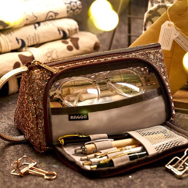 

блестящая водонепроницаемые сумки туалетной кожи pu путешествие косметической сумки организатор женщина макияж сумка макияж сумка красота сл