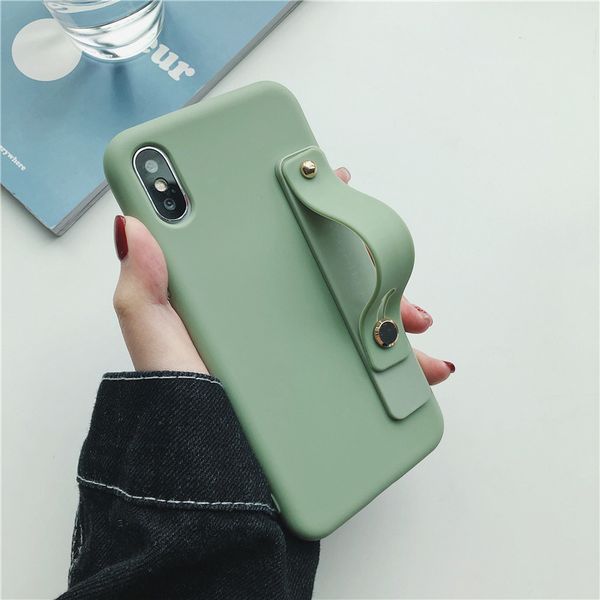 

fashion silicone phone holder case for iphone xr xs max self-adhesive wrist strap lanyard case silicone case for iphone 7 8 6s plus