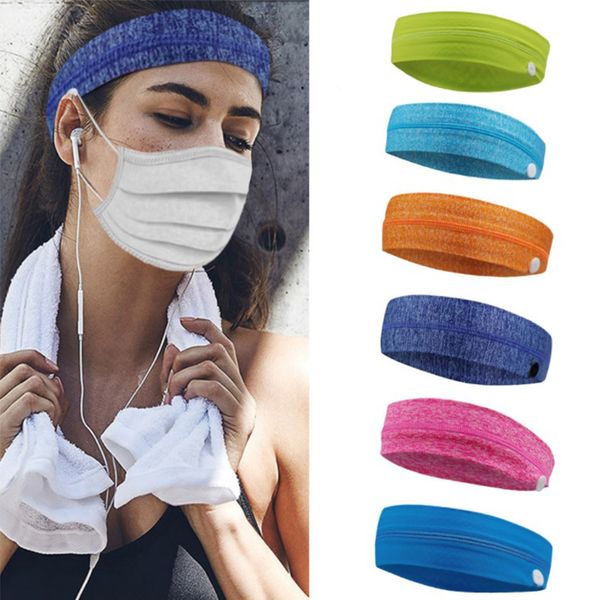 

elastic sweatband headband mask button sports knitted hair band anti-slip women men fitness yoga volleyball cycling hair band, Yellow;black