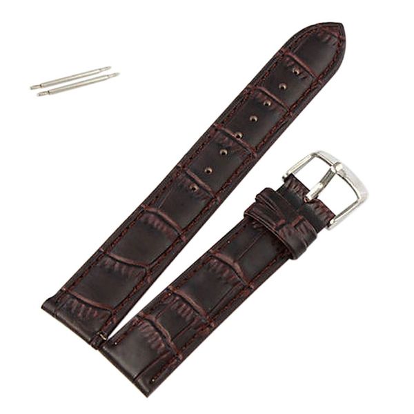

men women watch band soft faux genuine leather watches strap stainless steel buckle wrist watch strap 18-24mm correas de reloj, Black;brown