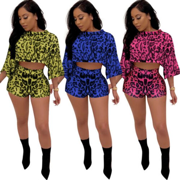

2pcs casual two piece set women summer romper losse shorts sport outfits ladies leopard fashion women's set summer clothing, White