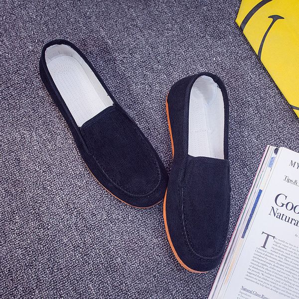 

2020 new canvas men's shoes a pedal spring and autumn single shoes pea casual style fashion simple modern male breathable, Black