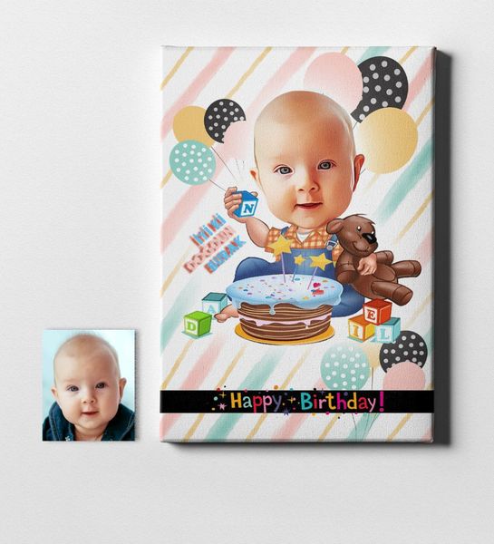 

personalized birthday cartoon canvas print 50x70 cm 8 pet supplies home garden