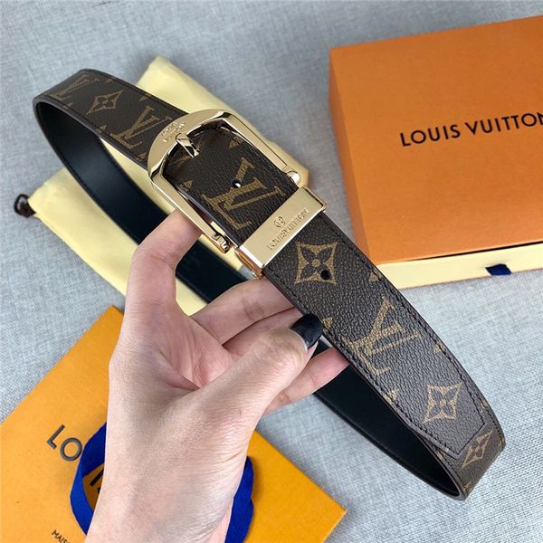 

luxury designer belt high-end fashionable men's needle buckle belt original flower coffee color width 3.4cm