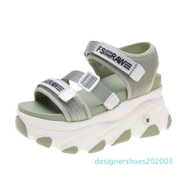 

2020 женщины коренастый сандалии конструкторы повседневная обувь спорт 9см высокие каблуки клин сандал марка мода сжатый платформа сандал же, Black