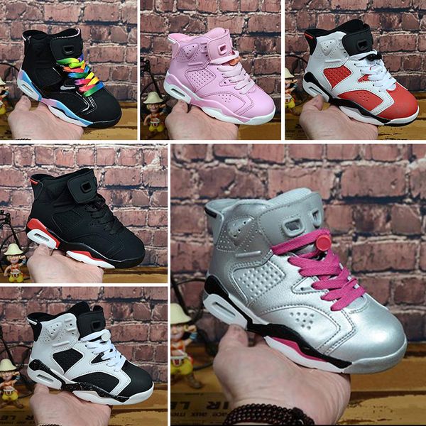 

Nike air jordan 6 retro дети кроссовки ретро молодежь дети баскетбол обувь 6 дети дизайнер обувь 6 S мальчики девочки тренеры с размером коробки 22-27